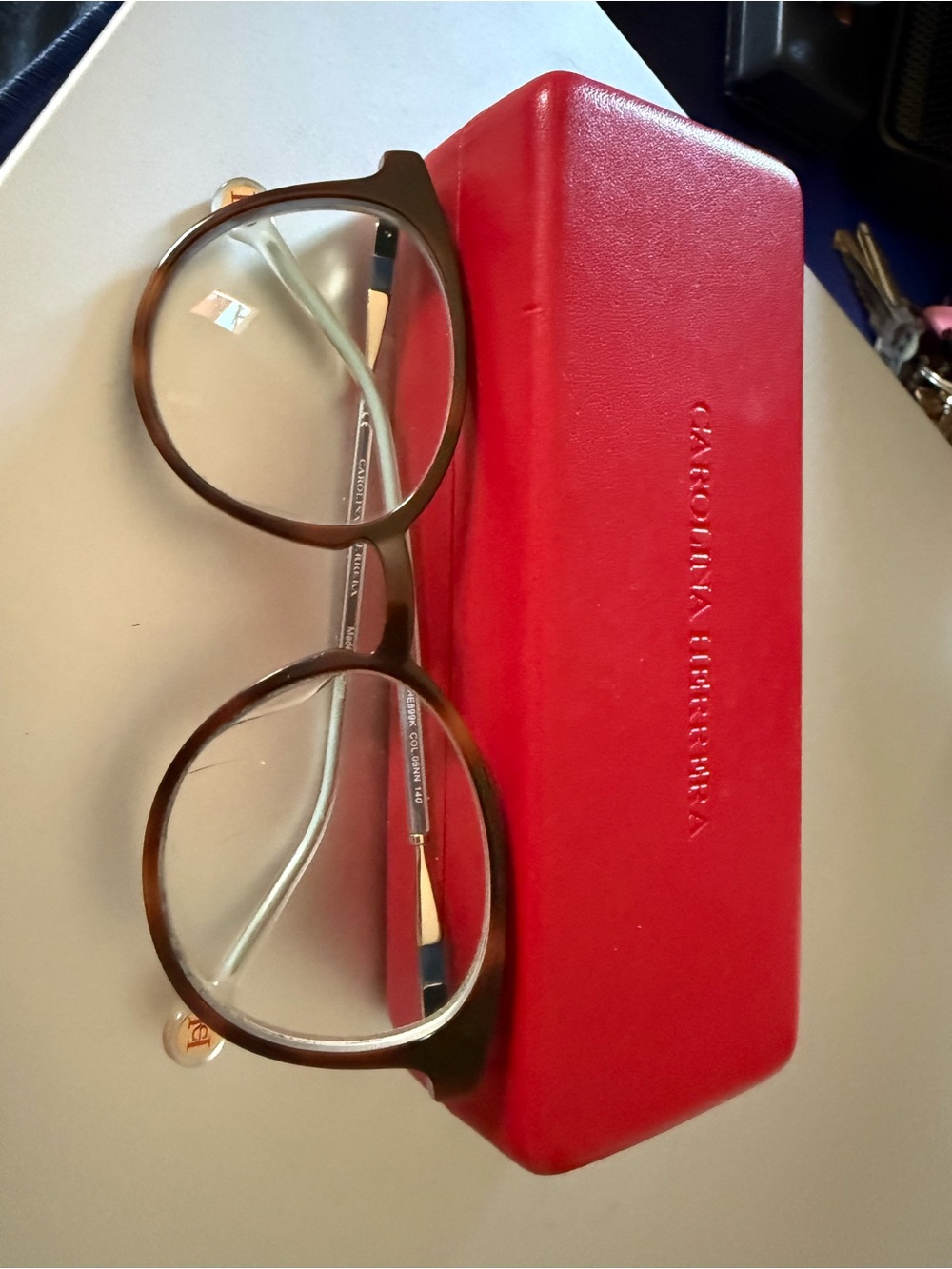 Carolina Herrera Brown Round Optical Glasses with Red Case